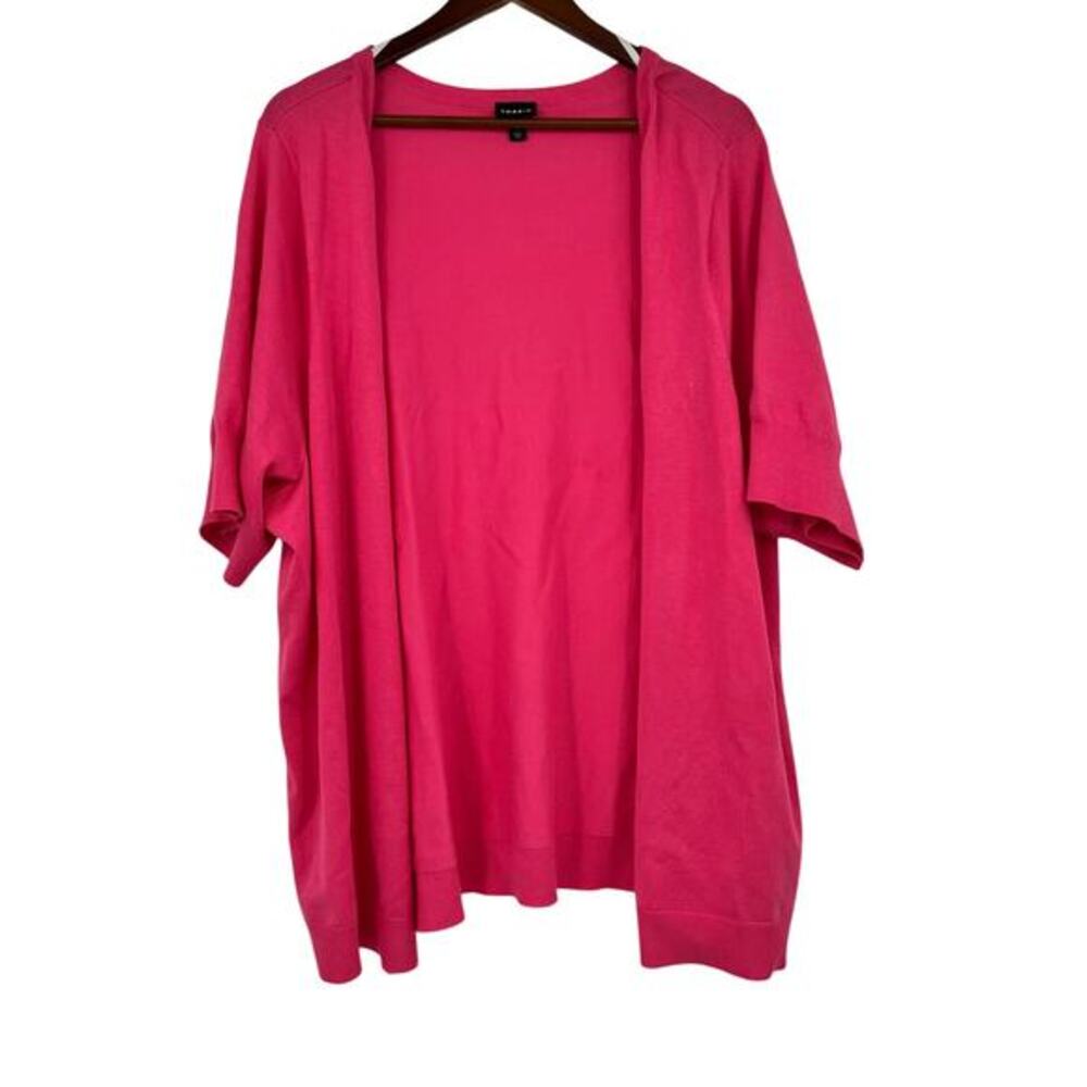 Torrid plus size open front hot pink short sleeve cardigan light weigh top 5X